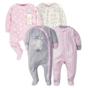 NWT Gerber 4-Pack Baby Girls’ Bunny Sleep 'N Plays (0-3M)